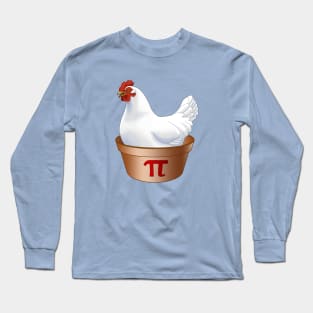 Funny White Hen Chicken Pot Pie (Pi) Long Sleeve T-Shirt